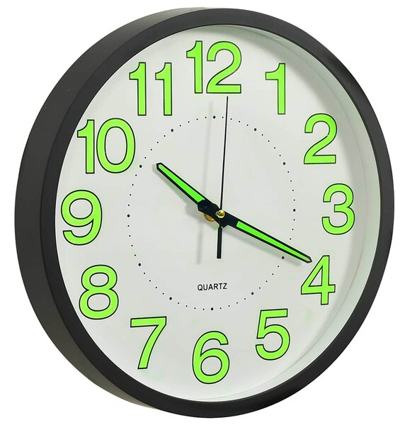 Svítící nástěnné hodiny černé 30 cm 325166