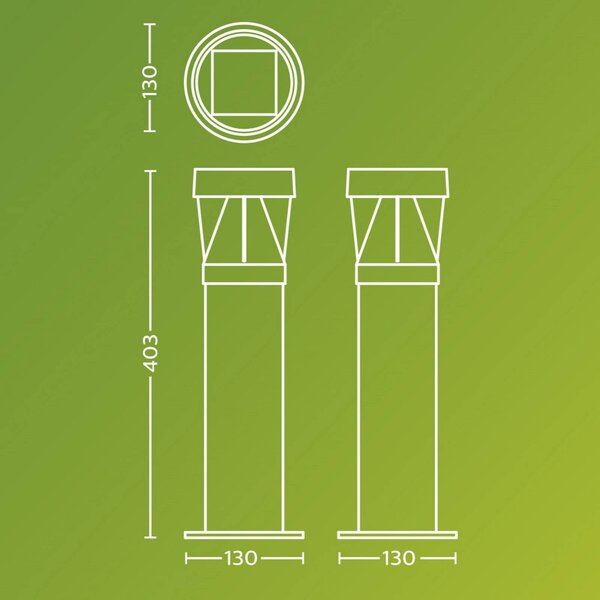 Philips LED solární podstavcová svítidla Avery, černá, IP44, Černá, Plast