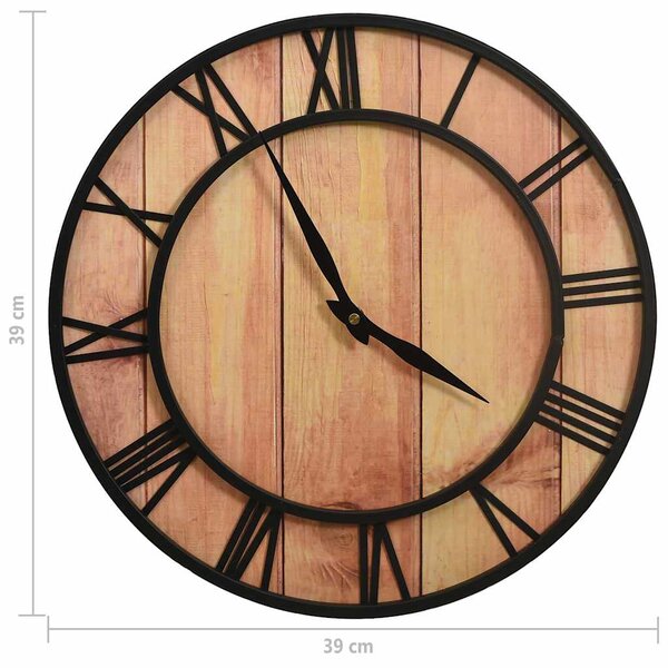 325172 Wall Clock 39 cm Brown and Black MDF and Iron 325172