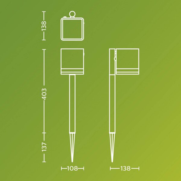 Philips LED solární svítidlo na zem Virona, černé, IP44, Černá, Plast, Moderní, Solární lampy