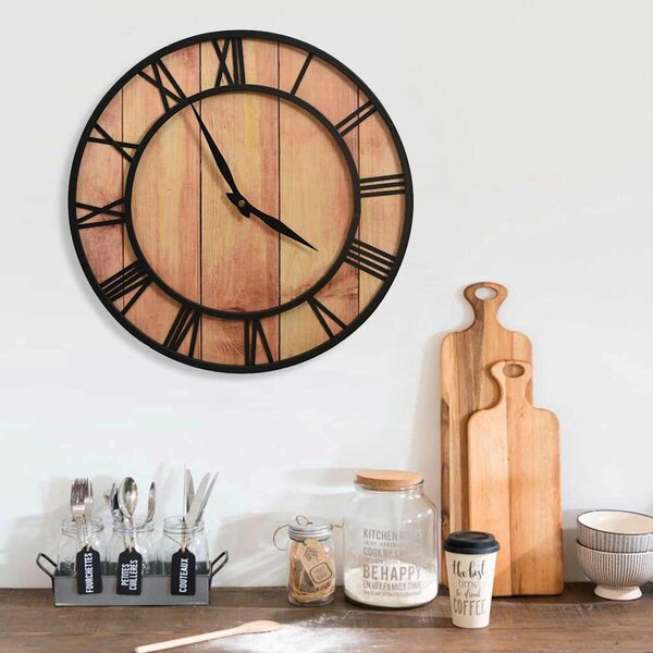 325172 Wall Clock 39 cm Brown and Black MDF and Iron 325172