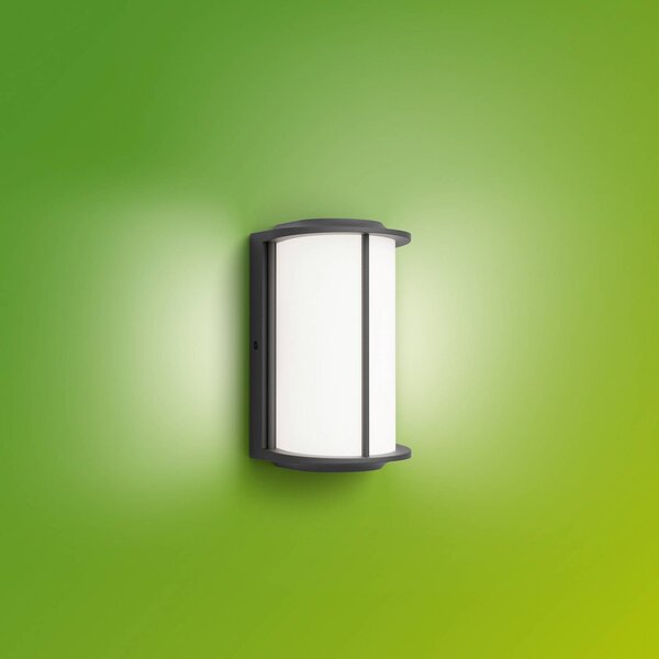 Philips LED venkovní nástěnné svítidlo Reese UE, antracit, hliník, IP44, Černá, Hliník, Moderní