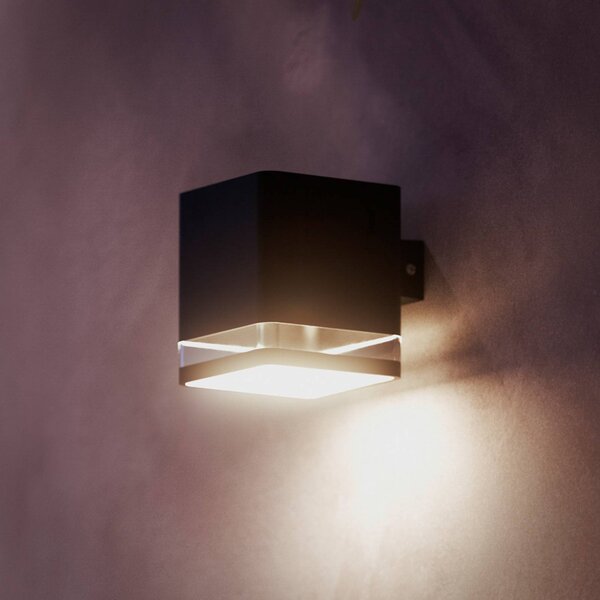 Philips LED solární venkovní nástěnné svítidlo Virona, černé, IP44, Černá, Plast, Moderní, Solární lampy