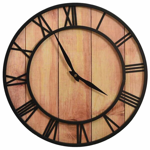 325172 Wall Clock 39 cm Brown and Black MDF and Iron 325172