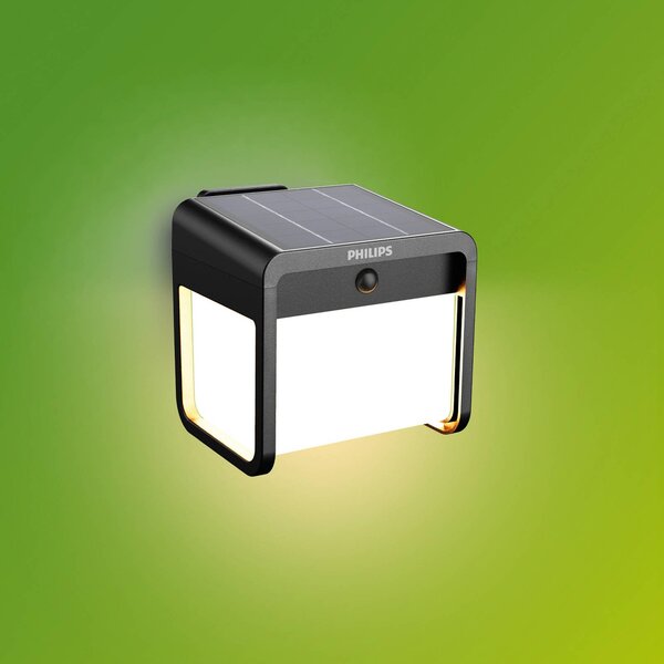 Philips LED solární venkovní nástěnné svítidlo Ezra UE, plast, IP44, Černá, Plast, Moderní