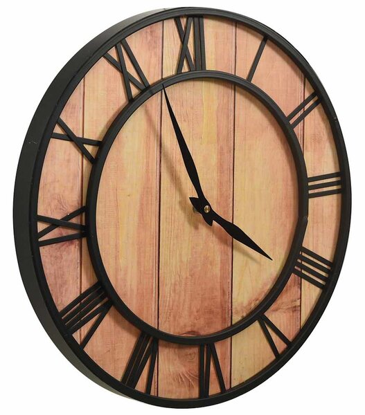 325172 Wall Clock 39 cm Brown and Black MDF and Iron 325172