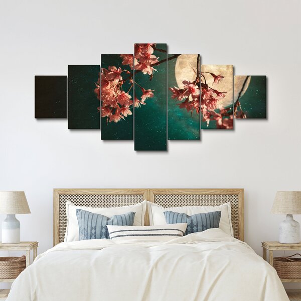 Obraz - Sakura v úplňku (210x100 cm)