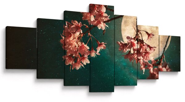Obraz - Sakura v úplňku (210x100 cm)