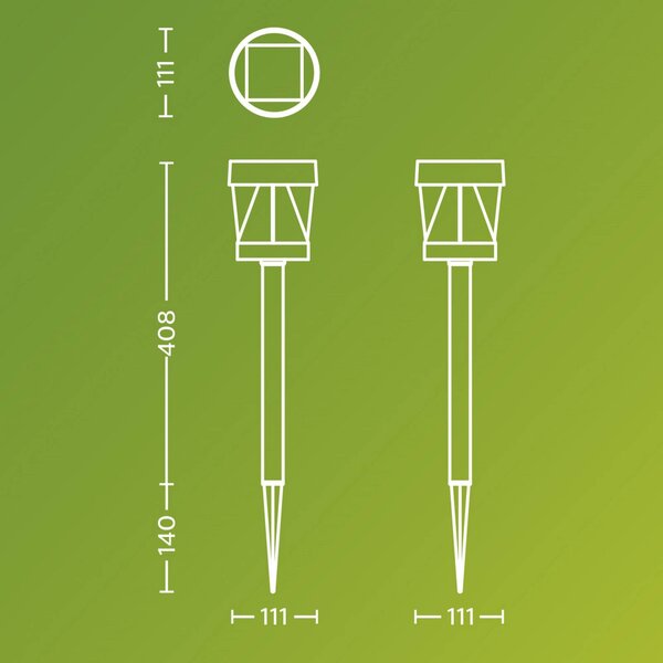 Philips LED solární lampa Avery, zemní kolík, černá, IP44, Černá, Plast