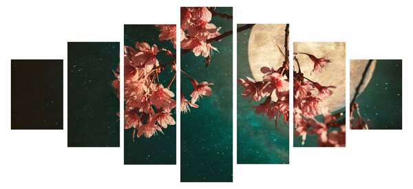 Obraz - Sakura v úplňku (210x100 cm)