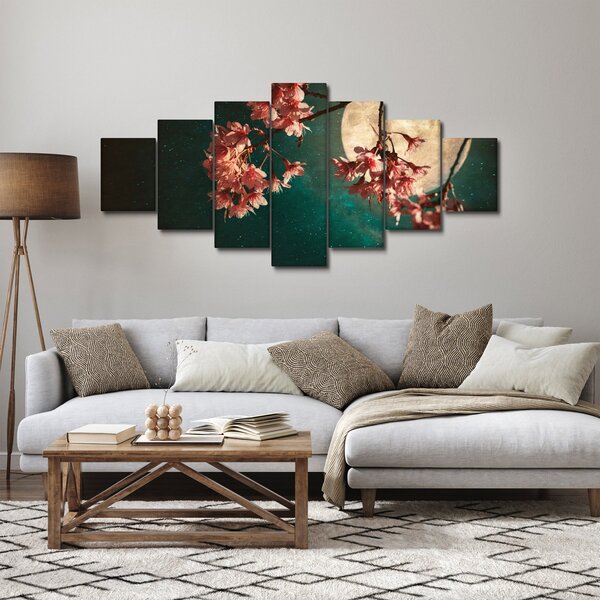 Obraz - Sakura v úplňku (210x100 cm)