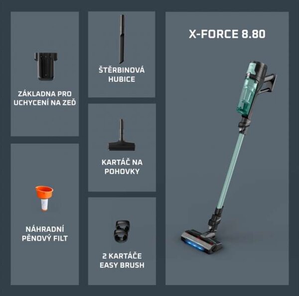 Tyčový vysavač Rowenta X-Force Flex 8.80 RH1833E0 – sací výkon 100 AW
