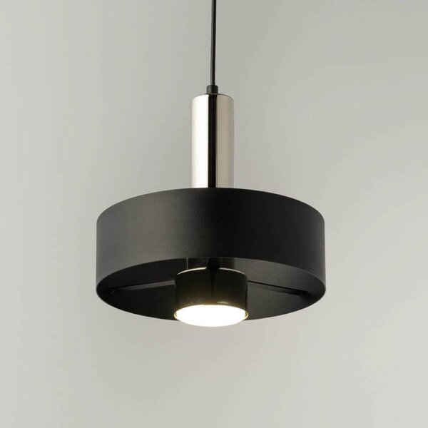SIGMA Závěsné světlo Rif Lux, černá/stříbrná, Ø 25 cm, ocel, stmívatelný, Černá, Obývací pokoj / jídelna, kov, Moderní