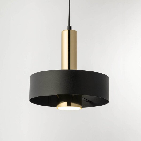 SIGMA Závěsné světlo Rif Lux, černé/zlaté, Ø 25 cm, ocel, stmívatelný, Černá, Obývací pokoj / jídelna, kov, Moderní