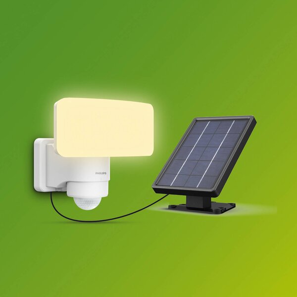 Philips LED venkovní bodové osvětlení Tylus, bílé, 3 000 K, senzor, Bílá / opál, Plast, Solární lampy
