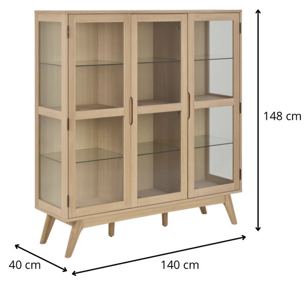 Actona Vitrína Marte 140 cm dub bělený