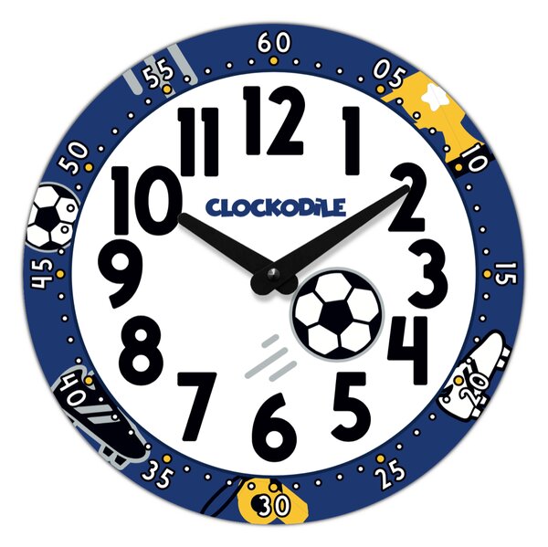 CLOCKODILE Dětské nástěnné hodiny modré - fotbal ⌀25cm CCT0032 ( )
