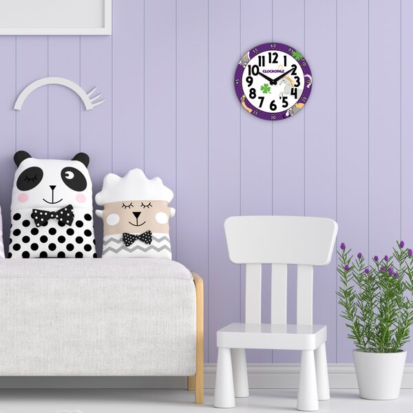 CLOCKODILE Dětské hodiny fialové s koněm ⌀25cm CCT0030 ( )