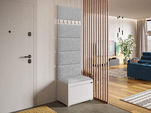 Nábytek do předsíně Konkor 60 + 6 kusů čalouněných nástěnných panelů Pag 60x30, Barva: bílá, barva: Manila 26 5903211044236