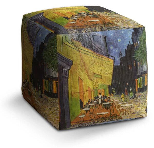 Sablio Taburet Cube Terasa kavárny v noci - Vincent van Gogh - 40x40x40 cm