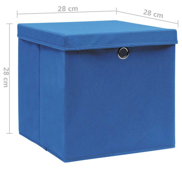 Úložné boxy s víky 10 ks 28 x 28 x 28 cm modré 325198