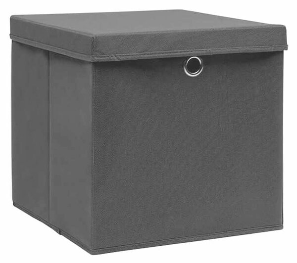 Úložné boxy s víky 4 ks 28 x 28 x 28 cm černé 325188