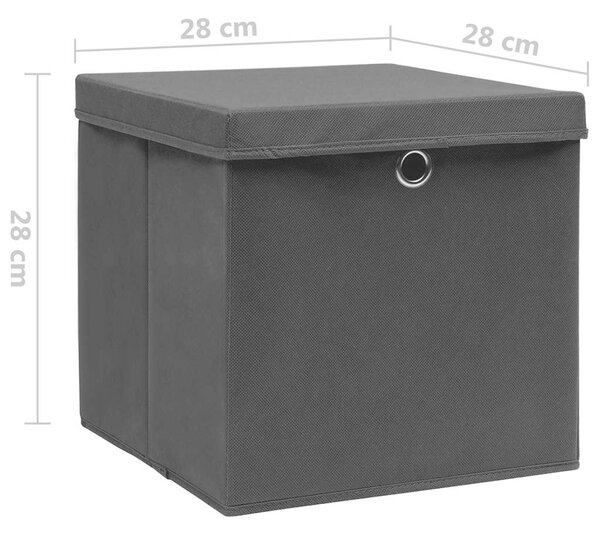 Úložné boxy s víky 4 ks 28 x 28 x 28 cm černé 325188