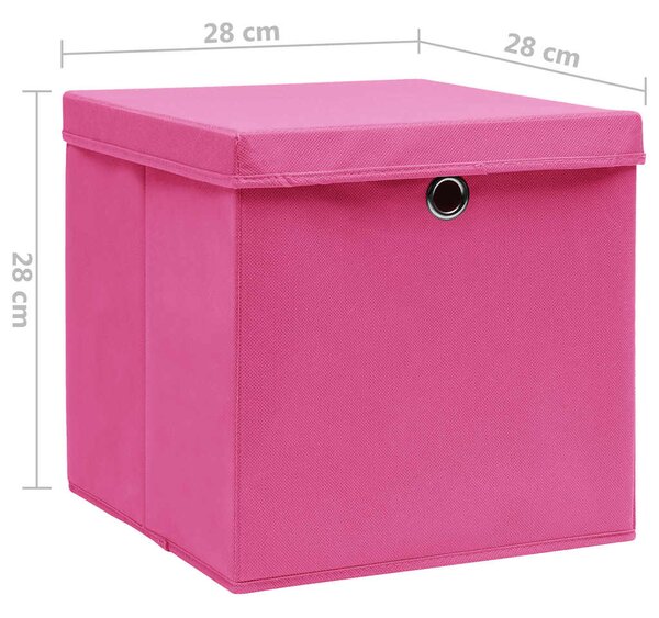 Úložné boxy s víky 10 ks 28 x 28 x 28 cm růžové 325206