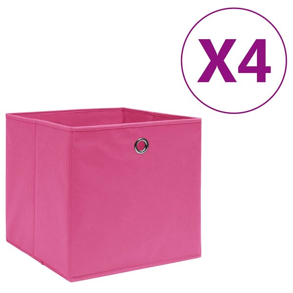 Úložné boxy 4 ks netkaná textilie 28 x 28 x 28 cm růžové 325203