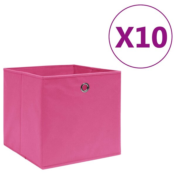 Úložné boxy 10 ks netkaná textilie 28 x 28 x 28 cm růžové 325205