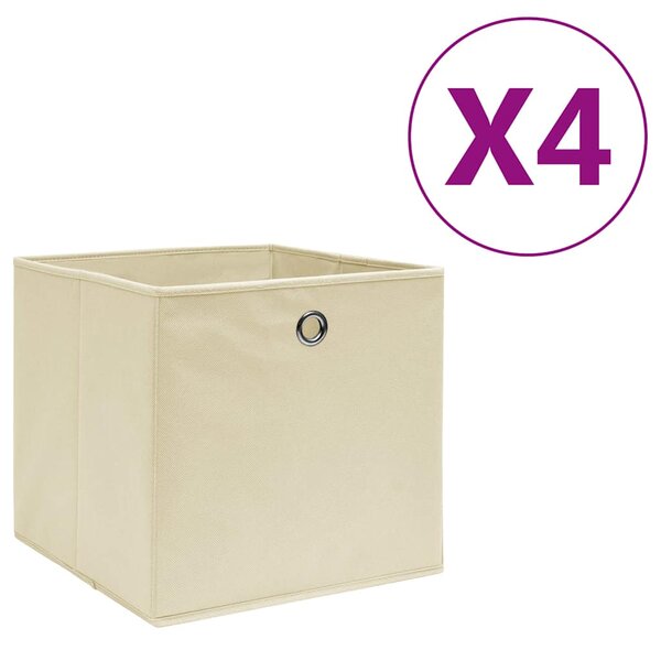 Úložné boxy 4 ks netkaná textilie 28 x 28 x 28 cm krémové 325215
