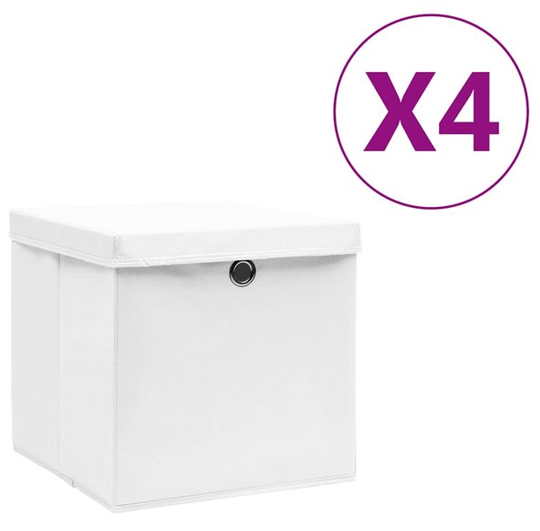 Úložné boxy s víky 4 ks 28 x 28 x 28 cm bílé 325208