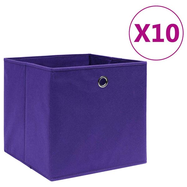 Úložné boxy 10 ks netkaná textilie 28 x 28 x 28 cm fialové 325213