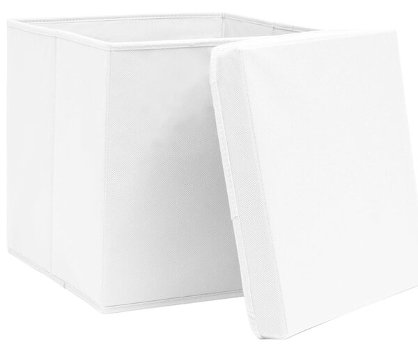 Úložné boxy s víky 4 ks 28 x 28 x 28 cm bílé 325208