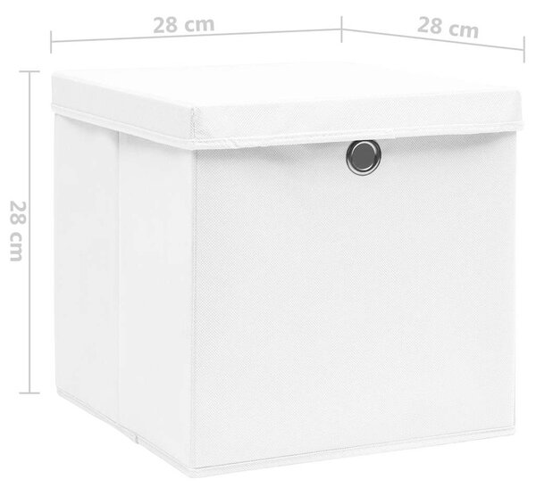 Úložné boxy s víky 4 ks 28 x 28 x 28 cm bílé 325208