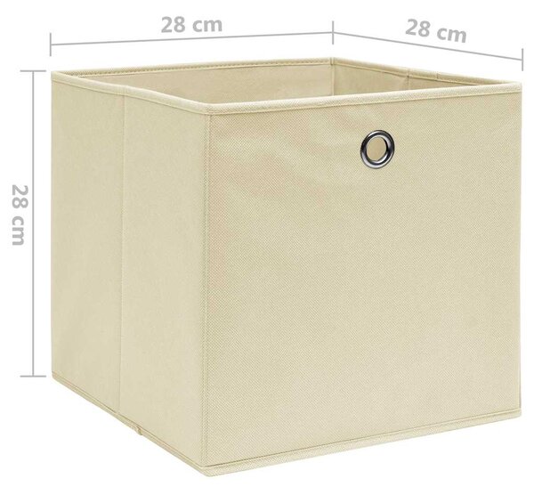 Úložné boxy 4 ks netkaná textilie 28 x 28 x 28 cm krémové 325215