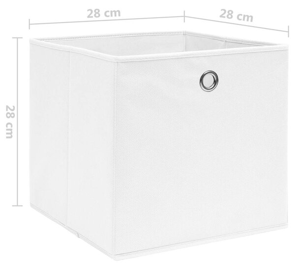 Úložné boxy 4 ks netkaná textilie 28 x 28 x 28 cm bílé 325207