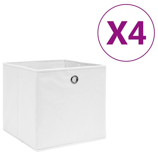 Úložné boxy 4 ks netkaná textilie 28 x 28 x 28 cm bílé 325207