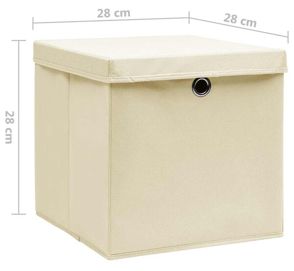 Úložné boxy s víky 4 ks 28 x 28 x 28 cm krémové 325216