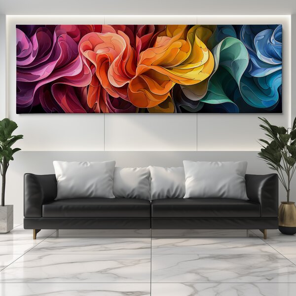 Obraz na plátně - Noc barevných květů FeelHappy.cz Velikost obrazu (šířka x výška): 60 x 20 cm