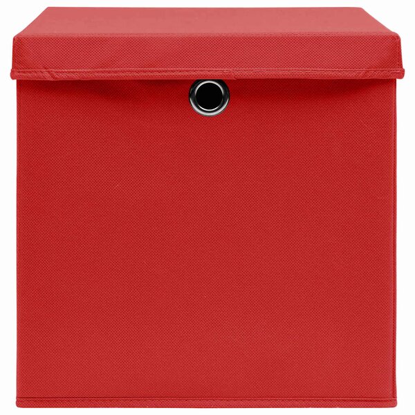 Úložné boxy s víky 4 ks 28 x 28 x 28 cm červené 325220