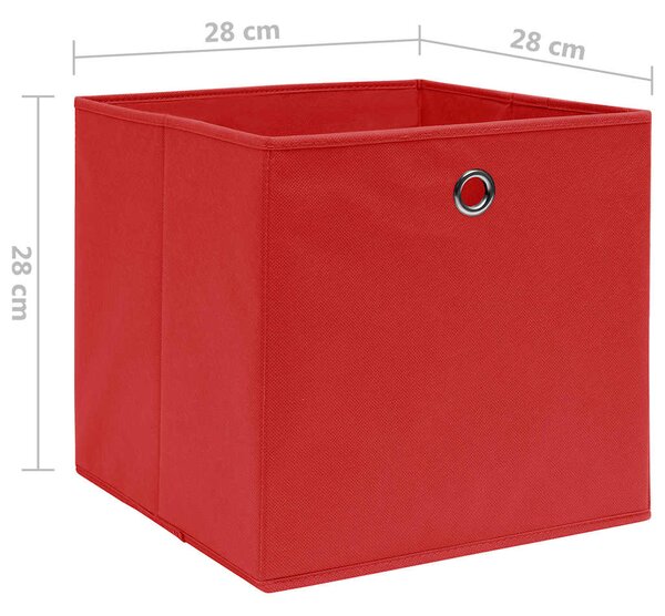 Úložné boxy 10 ks netkaná textilie 28 x 28 x 28 cm červené 325221