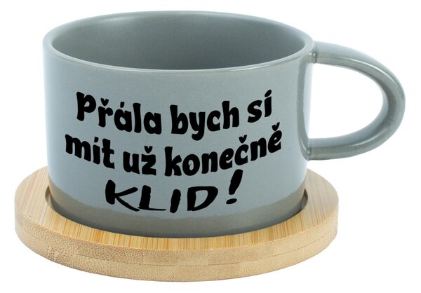 PŘÁLA BYCH SI MÍT UŽ KONEČNĚ KLID! - šedý hrníček makronka 200 ml