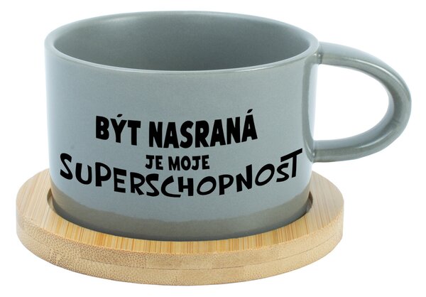 BÝT NASRANÁ JE MOJE SUPERSCHOPNOST - šedý hrníček makronka 200 ml