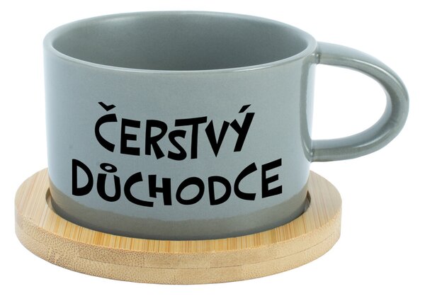ČERSTVÝ DŮCHODCE - šedý hrníček makronka 200 ml