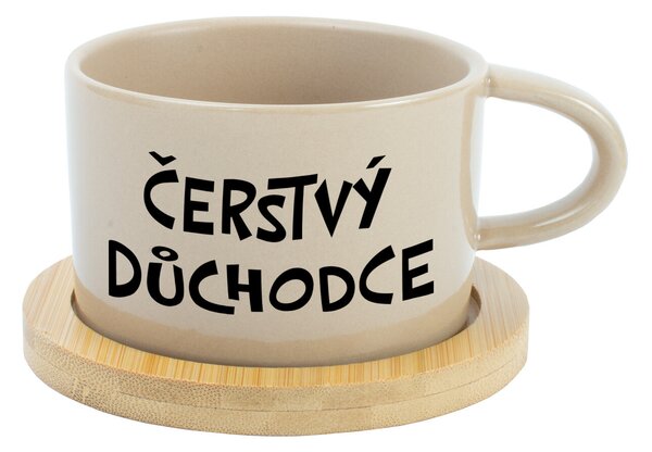 ČERSTVÝ DŮCHODCE - krémový hrníček makronka 200 ml