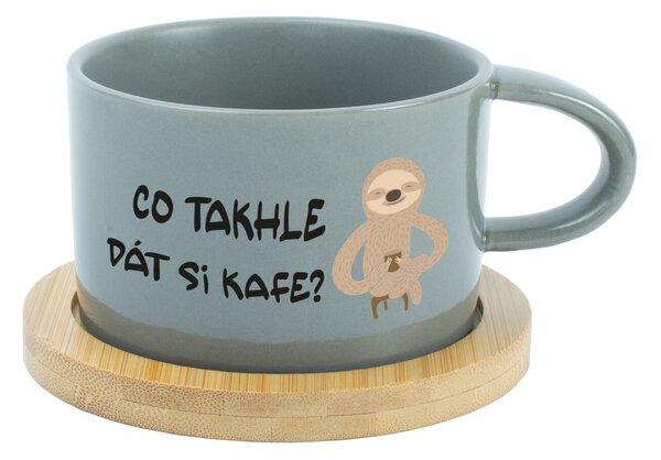 CO TAKHLE DÁT SI KAFE? - šedý hrníček makronka 200 ml