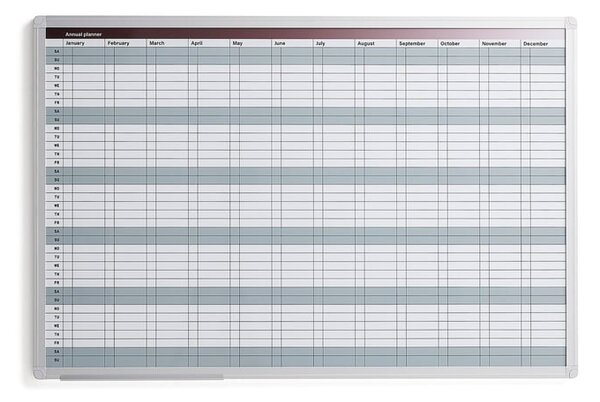 AJ Produkty Magnetická plánovací tabule MARION, roční, 900x600 mm