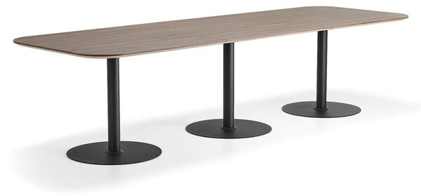 AJ Produkty Stůl METRIC, zaoblené rohy, 3000x1000x720 mm, černá/ořech