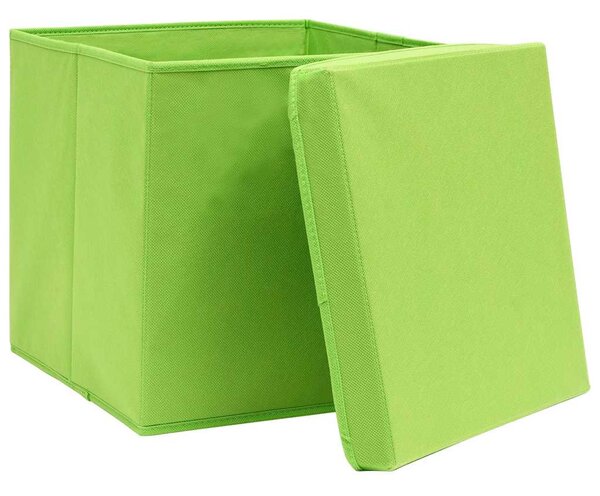 Úložné boxy s víky 10 ks 28 x 28 x 28 cm zelené 325230